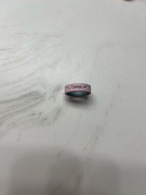 QALO Pink & Gray 'Mama' Silicone Comfort Ring for Women Size 6